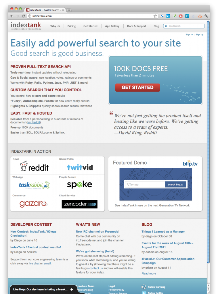 IndexTank Website