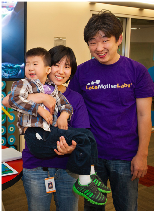 LocoMotive Labs founders Sooinn Lee and Gunho Lee with their son
