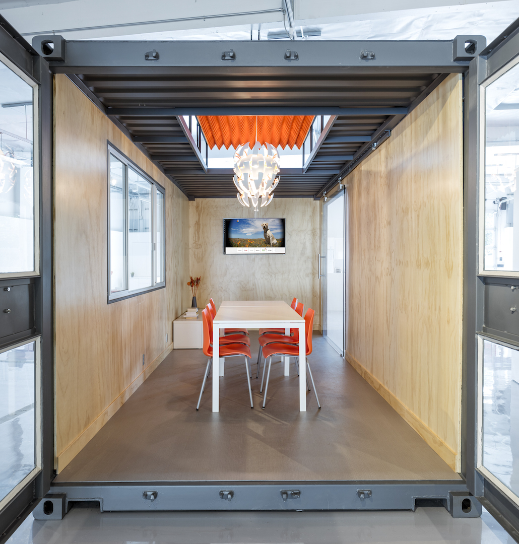 The interior of the container conference room.