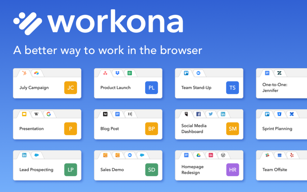 Browser tabs. Workona. Workona logo